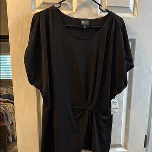 INC International Concepts Black Dolman Sleeve Tie Front Blouse